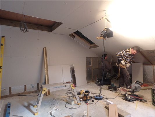 Plaster boarding at dormer loft conversion in Wandsworth SW18