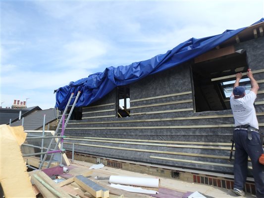 Batten and Spanish Slates are Prepped outside this Dormer in East Dulwich SE22