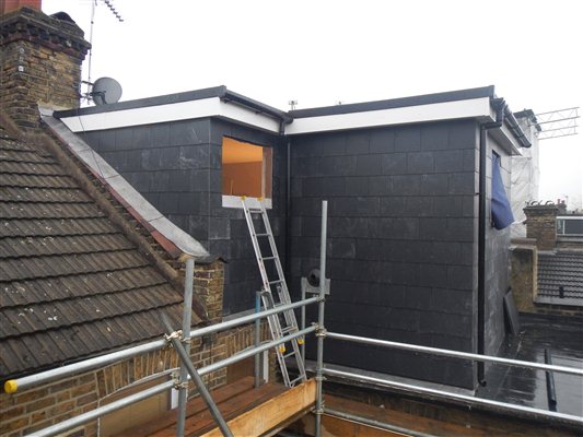 L Shape dormer nearing completion in Chiswick W4