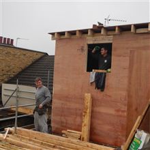 Hayden and Billy of Ash Island Lofts building an L shaped dormer in Chiswick W4