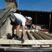 Billy from Ash Island Lofts setting out the steels and timbers in Hammersmith W6 Loft Conversion