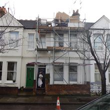 Scaffolding up at project in Hammersmith West London by Ash Island Lofts