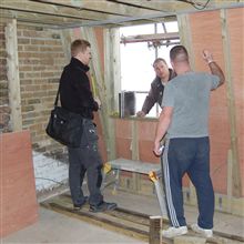 Paul from Halo Windows (www.halowindows.co.uk) measuring up for the hardwood sliding sash windows at this loft conversion in Chiswick conservation area.