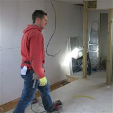 Hayden during the 1st fix of this loft conversion and house refurbishment in Hanwell, W7.