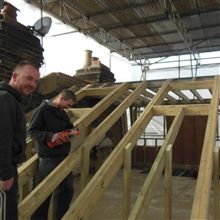 Anthony and Paul in Short Road, Chiswick putting in the new rafters on the front roof elevation.