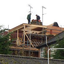 Craig and Lewis building the dormer at this loft conversion in Hanwell.