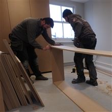 Eddie and Lars of Ash Island making wardrobes at this loft conversion, kitchen extension and full house refurbishment in Shepherds Bush W12