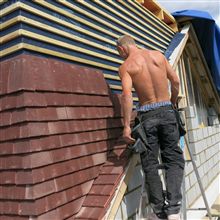 Paul tiling the dormer in Isleworth