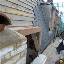 Tiling the side of this double mansard with spanish slates in Fulham - SW6