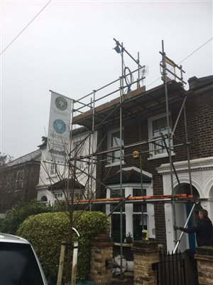Scaffolding up ready for the New Year in Acton