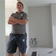 Haydn in Harwood Road admiring his work! This the interior to the mansard extension at the rear of the property - SW6