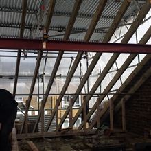 New roof in Shepherds Bush W12 going up with newly installed steels by ash Island lofts