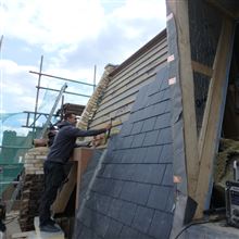 Paul from Ash Island Lofts real slates to mansard face in Fulham SW6